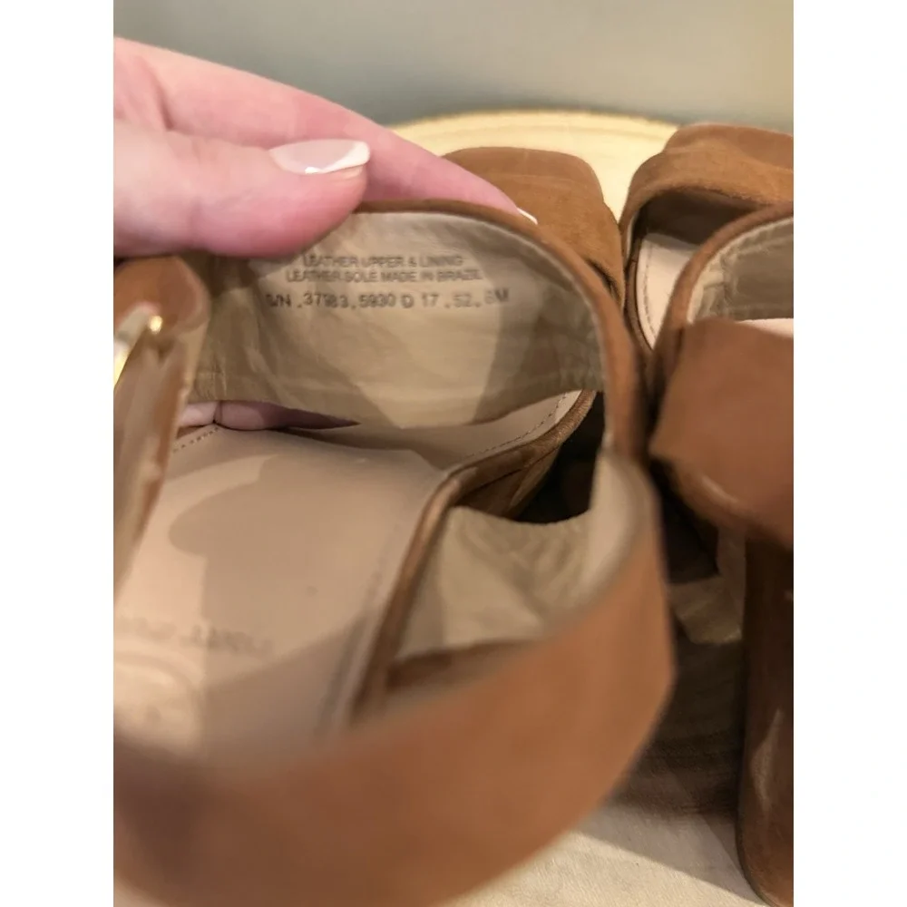 Tory Burch Loretta 120mm Lancaster Cuoio Brown Suede Platform‎ Wedge Sandals 8